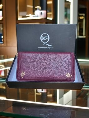ALEXANDER MCQUEEN MCQ Zip Around Wallet Bubble Leather Gold Hardware
